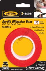 SGS ÇİFT TARAFLI AKRİLİK SİLİKONİZE BANT 25MM*5MT